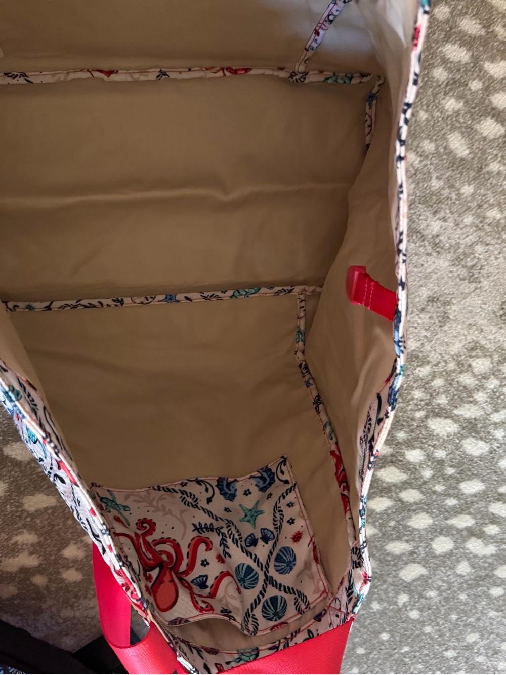 Vera Bradley Sea Life Large Family Tote with Red Handles - Picture 3 of 3